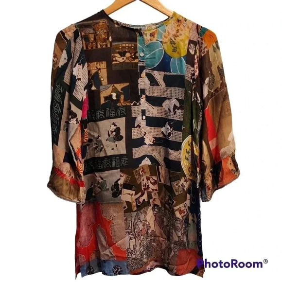 Johnny Was Vera Multi Color Patchwork Tunic size XXSmall New Boho - Picture 3 of 13